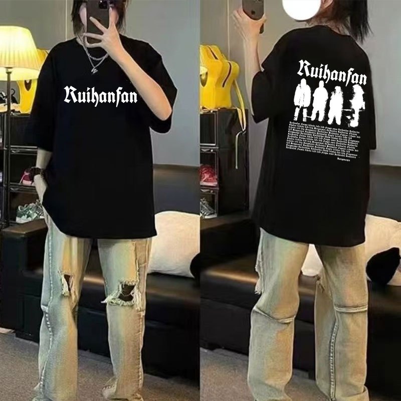 เสื้อยืดแฟชั่นผู้หญิงกําลังฮิตใหม่ล่าสุด Oversize เสื้อผ้าสาวอวบไซส์ใหญ่ เสื้อโอเวอร์ไซส์สไตล์เกาหลี สกรีนลายวินเทจเท่ๆ - รูปที่ 3