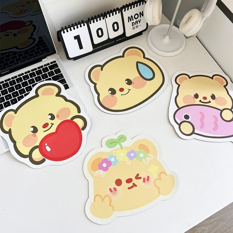 💝พร้อมส่ง🚚แผ่นรองเม้าส์ Butter bear ที่รองเมาส์ แผ่นรองเม้าส์ลายการ์ตูน กันน้ำ  ป้องกันคราบสกปรก หนัง PU