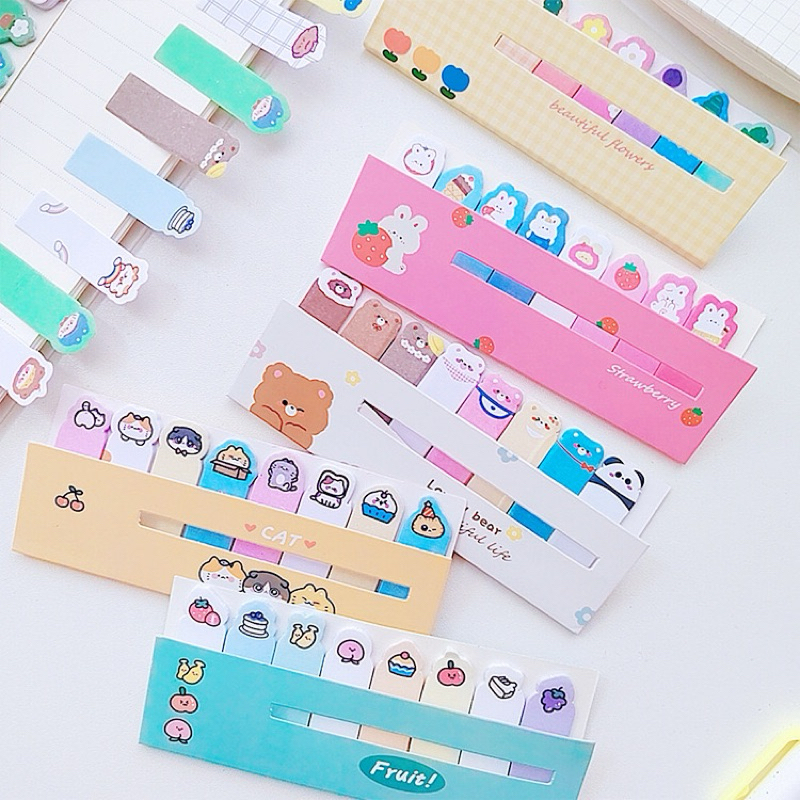 <พร้อมส่ง> กระดาษโน๊ตกาว 100แผ่น 🐼 แก๊งน้องสัตว์ 🐵 Sticky Memo | 4แบบ น่ารักๆ กระดาษจด ข้อความ โน๊ตแถบ โพอิท