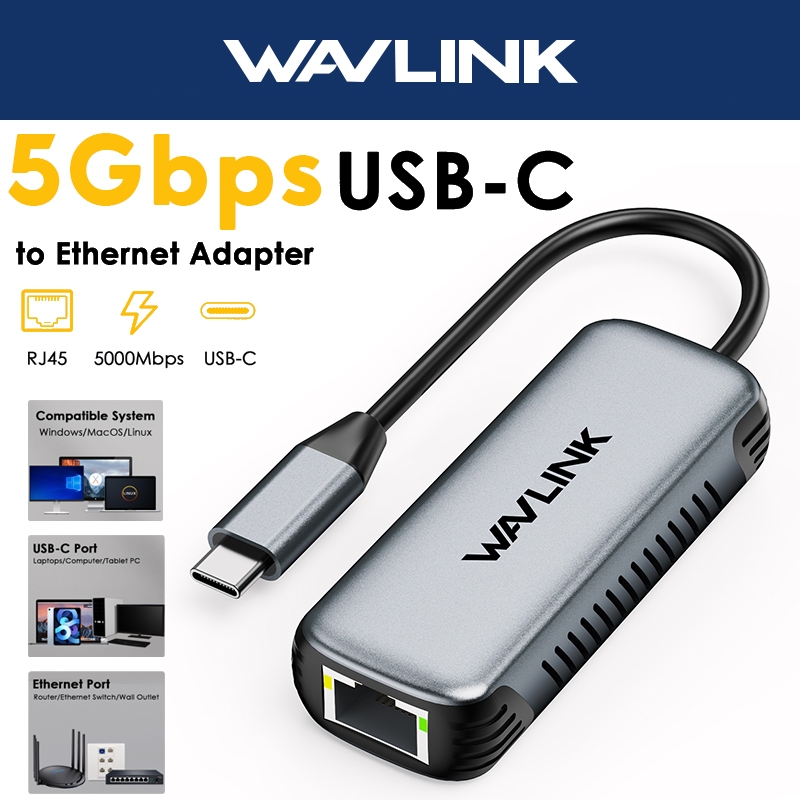 อะแดปเตอร์ WAVLINK 5Gbps USB C เป็นอีเทอร์เน็ต