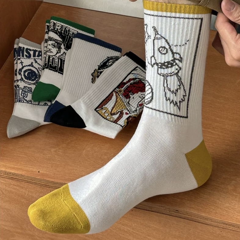 (ได้รับ 2-3 วัน) จัดส่งจากประเทศไทย~ถุงเท้ายาวน่องน่ารัก 5 คู่ถุงเท้าผ้าฝ้ายเหมาะสำหรับผู้ชายและผู้หญิง