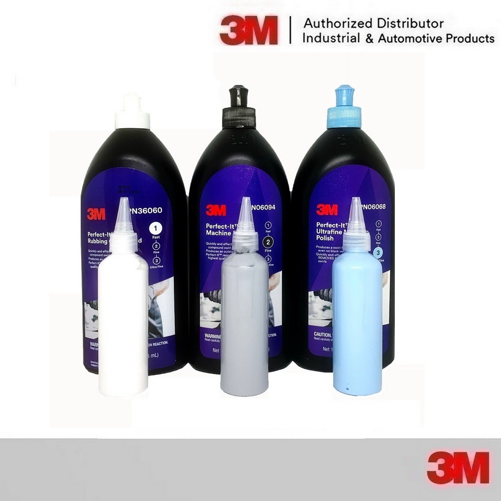 3M น้ำยาขัดหยาบลบรอยขีดข่วนและคราบน้ำ น้ำยาขัด สูตรน้ำ ชนิดขัดหยาบ #1 , ขัดละเอียด #2 , ขัดเงา #3 ขนาด 120 ml (แบ่งจา