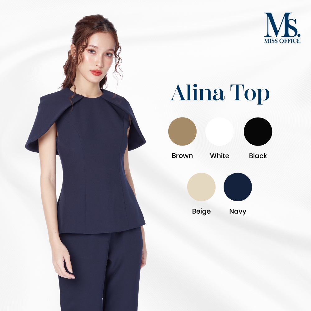 Miss Office เสื้อคอกลมแขนกุดคลุมไหล่ (MT-319)
