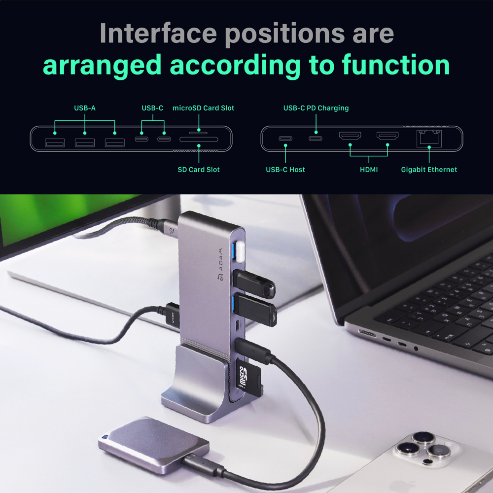 ตัวแปลง ADAM elements CASA HUB Pro S USB-C 12-in-1 Multi-Function Hub - ฮับมัลติฟังก์ชั่น อุปกรณ์ต่อพ่วงเสริม