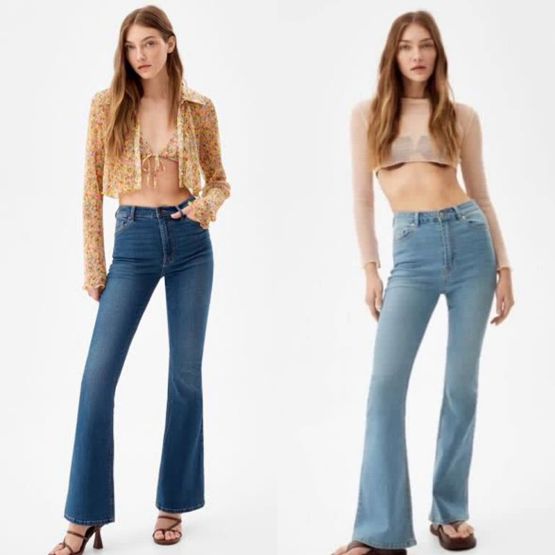 (ของแท้💯) Bershka flare jeans กางเกงยีนส์เอวสูง ขาม้า