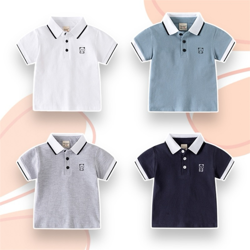 AB238 เสื้อโปโลเด็ก สีพื้น เสื้อสีสุภาพ แฟชั่นเด็ก ชุดลำลอง สินค้าพร้อมส่งในไทย