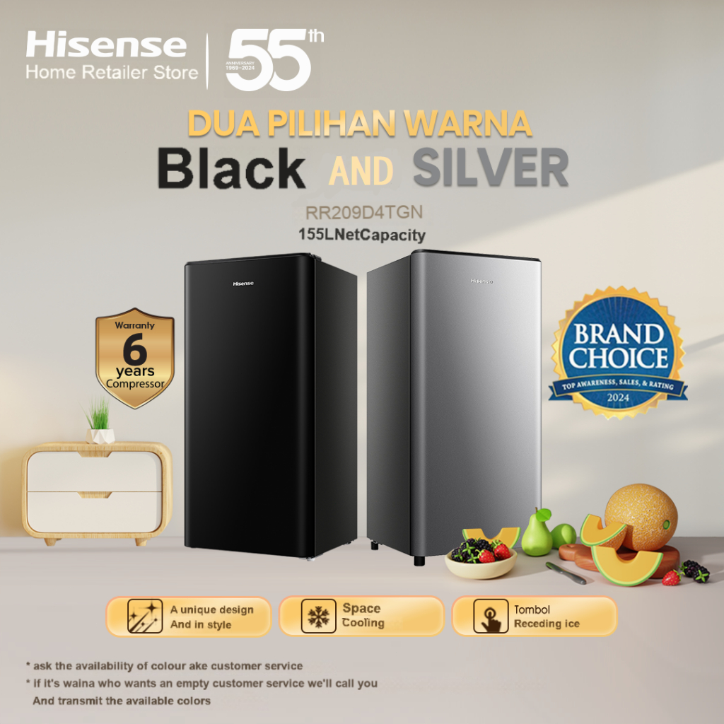 Hisense ตู้เย็น 1 ประตู 5.5Q/ 155 ลิตร ตู้เย็น Hisense รุ่น ER152S