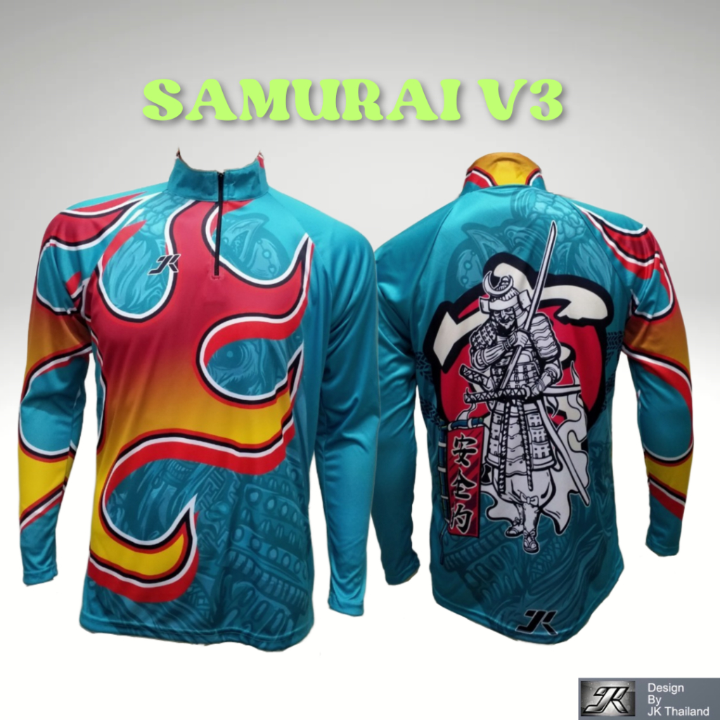 SAMURAIV3 เสื้อตกปลาแขนยาว JK ป้องกันรังสี UV 80% แห้งเร็ว ระบายอากาศได้ ผู้ชาย กันยูวี