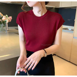MQzz4289 *พร้อมส่ง* เสื้อทำงานแขนสั้นแบบใหม่ คอกลม ผ้าไหมพรมนุ่ม ใส่สบาย ยืดได้เยอะ Free Size