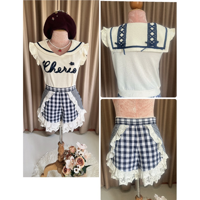 Set แบรนด์ Lizlisa เสื้อปกกะลาสี + กางเกง น่ารักมากๆ สวยมากๆค่ะสายแบ๊วควรมีไว้ครอบครอง😘💕แท้ญี่ปุ่น