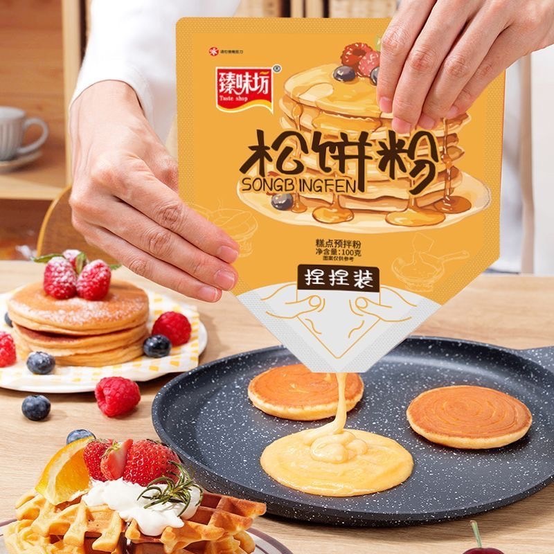 🥞แป้งแพนเค้ก&วาฟเฟิล (เพียงใส่ไข่1ฟองและนมสด50ml)ทำง่าย อร่อย100g松饼粉