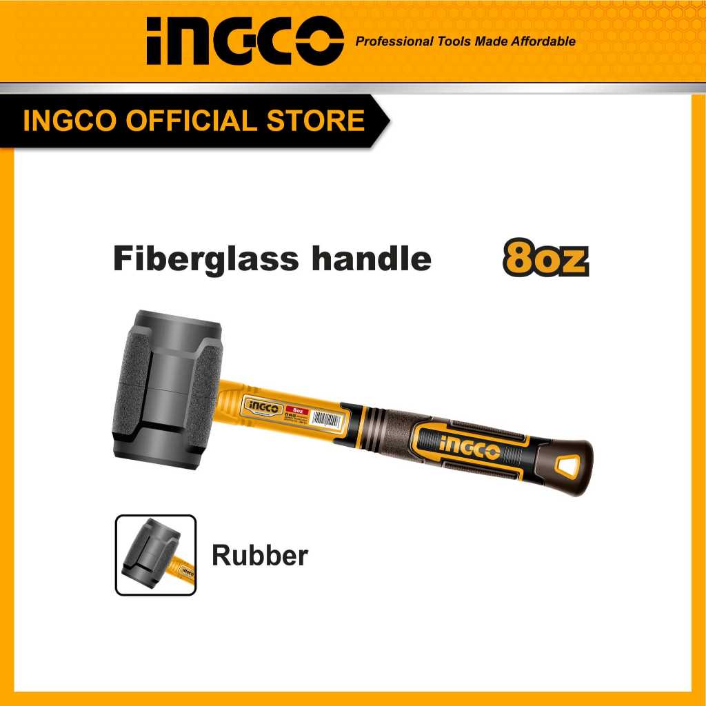 INGCO ค้อนยาง ด้ามไฟเบอร์ 8 oz HRUH8808