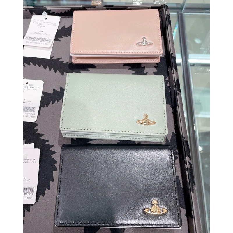Vivienne Westwood หนังวัวอ่อนใหม่มินิกระเป๋าสตางค์ดาวเสาร์กระเป๋าใส่บัตรกระเป๋าสตางค์ของขวัญสำหรับใช้ส่วนตัว
