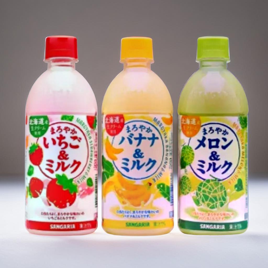 Sangaria Mellow Fruit & Milk - ดื่มด่ำ 3 รสชาติสุดพิเศษ สตรอเบอร์รี่ , กล้วย , เมลอน ผลิตจากนมคุณภาพ 500ml