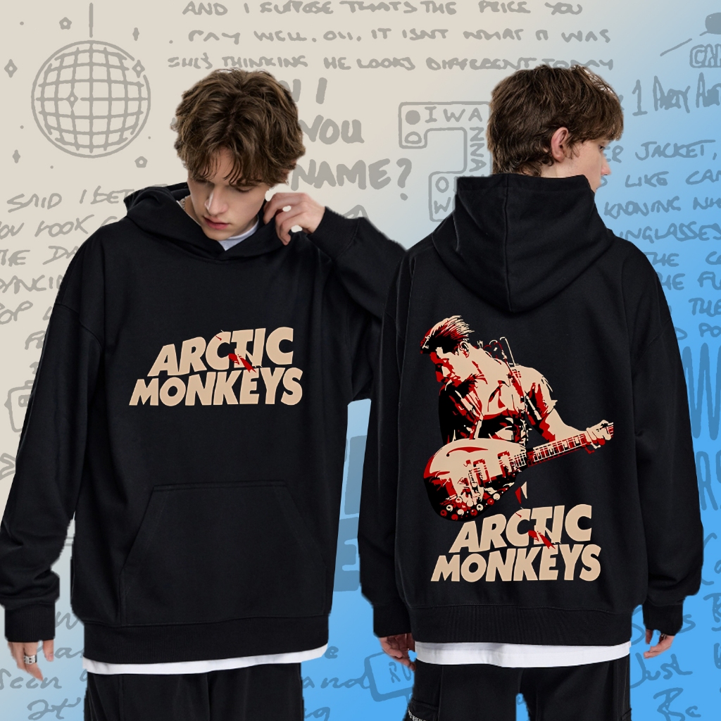 การจัดส่งที่รวดเร็วใหม่ Silence Speaks HOODIE  "Arctic Monkeys เสื้อฮู้ดแขนยาว Black ปกติ