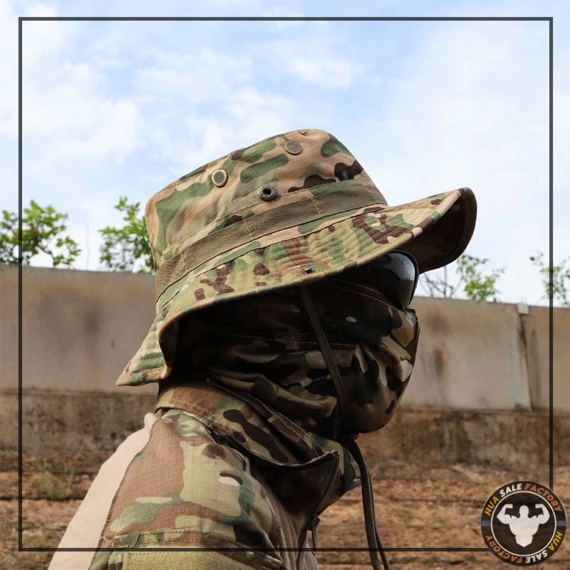 วินเทจ ปรับสายได้ หมวกป้องกันรังสียูวี  ปีกกว้าง เดินทางไปเที่ยว ลายพรางทหาร หมวกกันแดด - รูปที่ 5