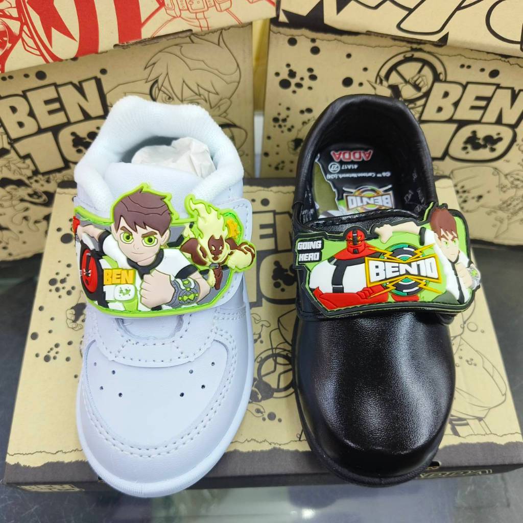 รองเท้านักเรียน ADDA ฺBen10 เบ็นเทน รุ่น 41A17 รุ่น 41N17 สีดำ สีขาว ไซส์25-35