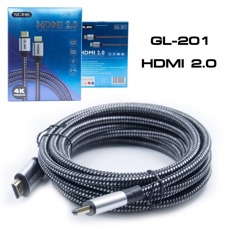 สาย HDMI cable 2.0 4K 3D GLINK GL- 201อย่างดี 1.8/3/5/10เมตร