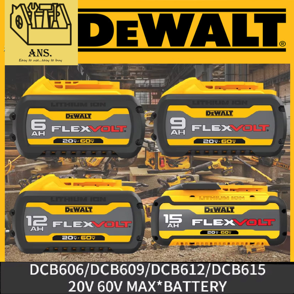 DEWALT แบตเตอรี่ Flexvolt 20V/60V Max มีขนาด 6 - 15 Ah. (สามารถใช้กับเครื่องมือ 20V - 60V DEWALT) **
