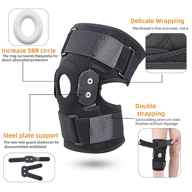 สนับเข่า บานพับ มืออาชีพ รองรับทางการแพทย์ พร้อมตัวกันโคลง แบบสองด้าน ถอดออกได้ เพื่อความเจ็บปวดเข่า โรคข้ออักเสบ ข้ออัก - รูปที่ 5