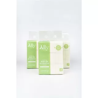 (3แพ็ค) Ally Pop-Up Pack กระดาษทิชชู่เยื่อไผ่แอลลี่ขนาดพกพา