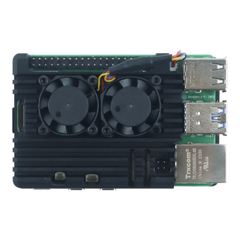Raspberry Pi 5 Case Metal Shell with Cooling Fan เคสอลูมิเนียมพร้อมพัดลมทำความเย็นซิลิโคนฮีทซิงค์ตัวทำความเย็น