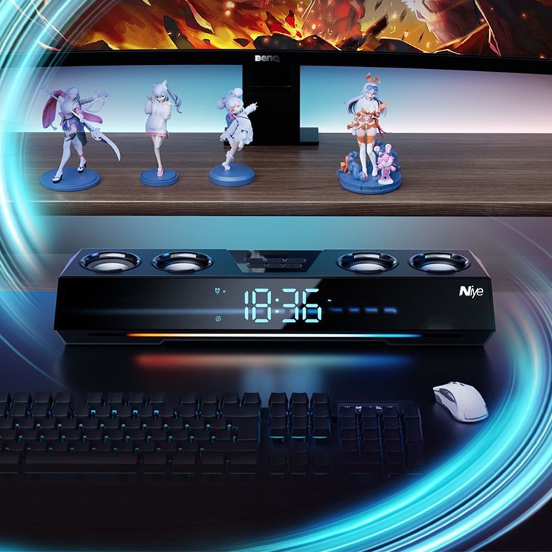 ลำโพงบลูทูธไร้สาย RGB ชาร์จใหม่ได้ HIFI เสียงเซอร์ราวด์ แถบเสียงซับวูฟเฟอร์ เหมาะสำหรับคอมพิวเตอร์แล็ปท็อป TV