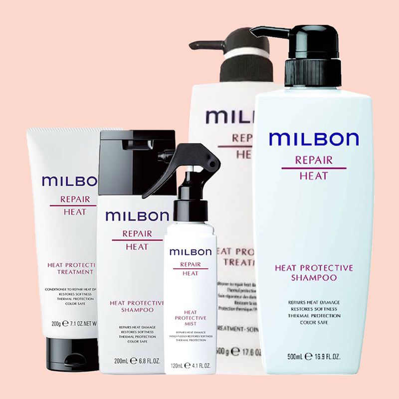 MILBON Heat Protective 120 200 500 ML.ฟื้นฟูเส้นผมสำหรับผมโดนความร้อนบ่อย
