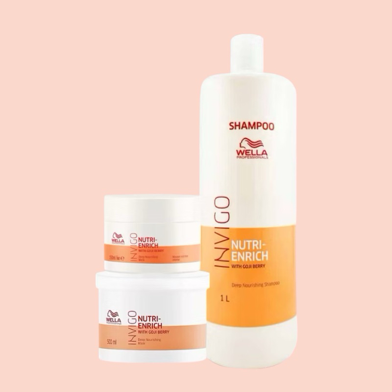 WELLA NUTRI ENRICH 150 500 1000 ML. แชมพู ทรีทเม้น ซ่อมแซมผมแห้งกร้าน ถูกทำร้ายพร้อมมอบความชุ่มชื้นอ