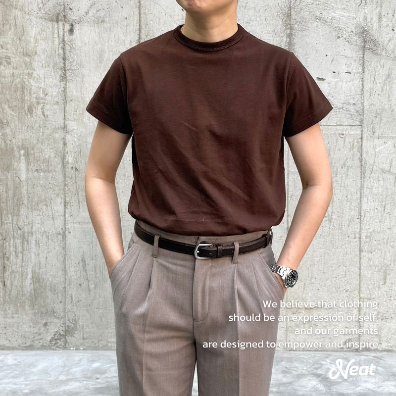 [Brown]เสื้อยืดคอชิด Vintage Like T Shirt by Neat menswear ราคา ถูกที่สุด ดีลบีเคเค แกลเลอรีภาพที่ 5