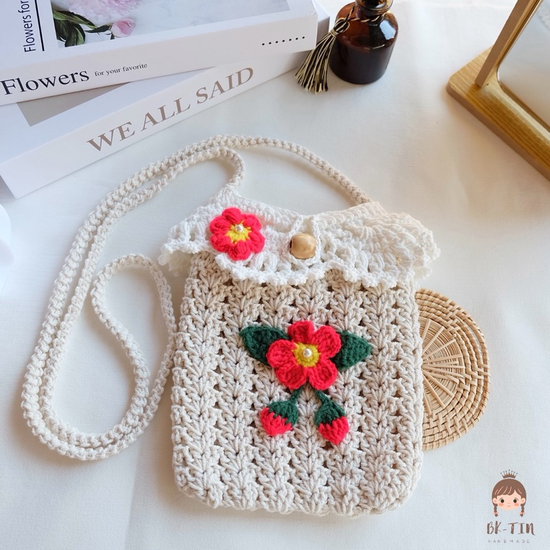 กระเป๋าถักเชือกฟอก •BK-TIN HANDMADE•  กระเป๋าถักไหมพรม แฮนด์เมด 100% สไตล์มินิมอลคิ้วส์มาก งาน Handmade