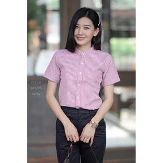 @รวมเสื้อเชิ้ตแขนสั้นคอจีน Lady Shirt 16 สี Cotton Oxford ผ้าคุณภาพ สวมใส่สบาย Made in Thailand