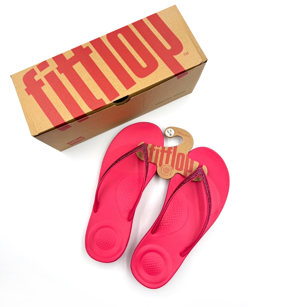 Fitflop รองเท้าแตะ Iqushion Sparkle สีแดงราสเบอรรี่ #38