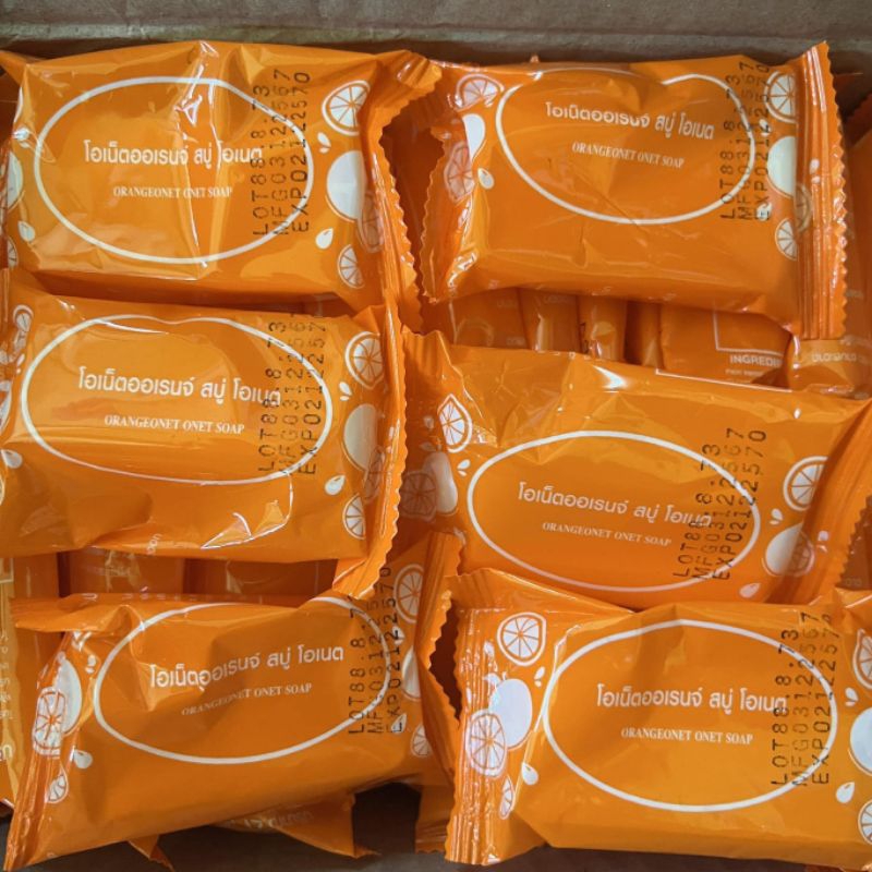 10 ก้อน สบู่ ส้ม โอเน็ต โรงงาน บุรีรัมย์ สิว ฝ้า กระ orange onet soap acne melasma 27 g