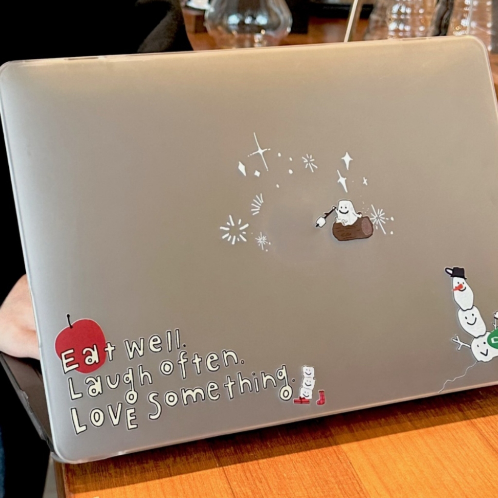 Shesell พร้อมส่ง✨เคส macbook(ผิวด้าน)มาร์ชเมลโลว์ปิ้ง M2/M3 Air13/Pro13นิ้ว เคสสำหรับแมคบุ๊คใส A3240