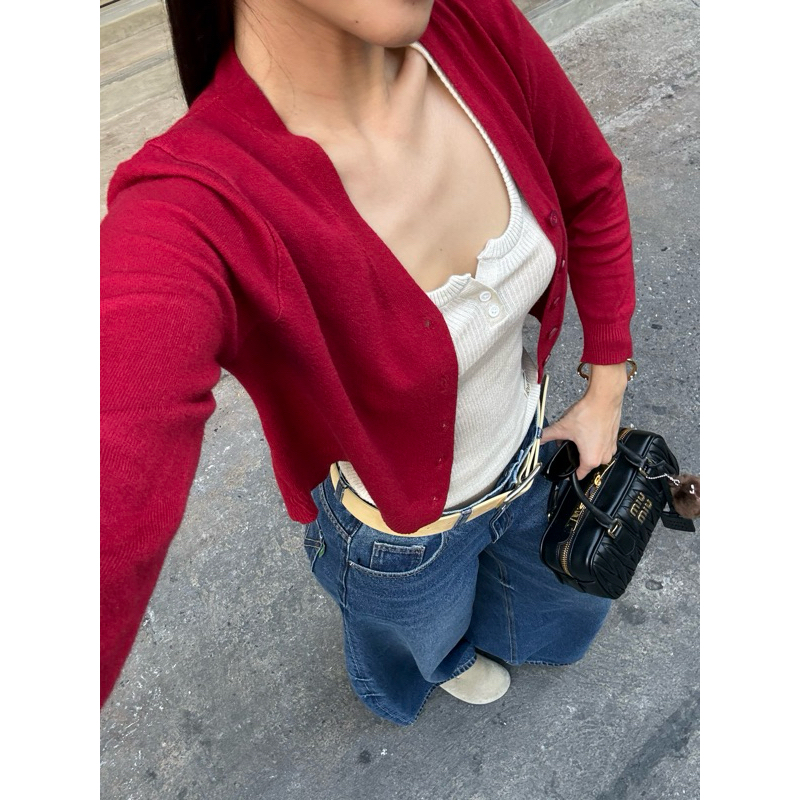 RUDY- CROPPED CARDIGAN VDO ลด 30% เสื้อคาร์ดิแกนทรงสั้นเนื้อผ้าถักนุ่มคอวี