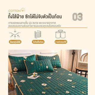 ผ้าปูที่นอนกันไรฝุ่น ผ้าปูที่นอนฝ้ายคลุม 360℃ (ฟรี2 ชิ้น ปลอกหมอน) 3.5/5/6ฟุต ชุดผ้าปูที่นอน ระบายอากาศ