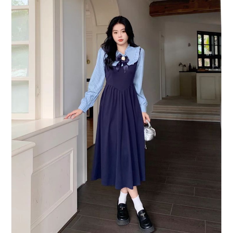 เดรสยาว นำเข้าสไตล์เกาหลี น่ารัก M-XL