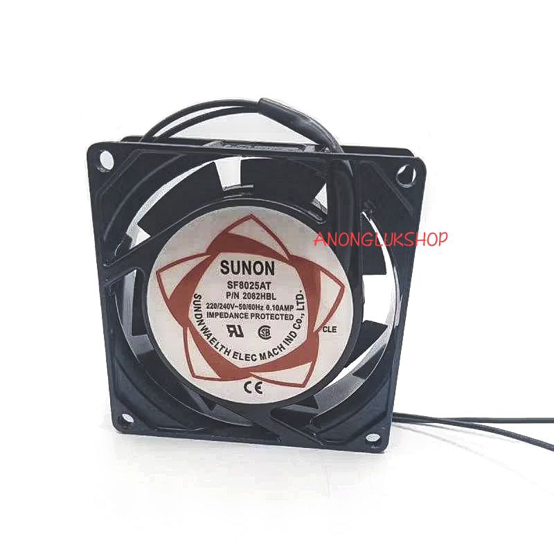 SUNON SF8025AT P/N 2082HBL 220-240VAC 50/60Hz 0.10A พัดลม 3นิ้ว **แบบลูกปืน** พัดลม 3"  SIZE. 80*80*25MM.
