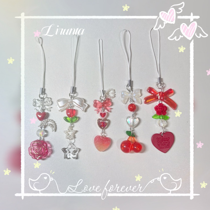 พวงกุญแจเล็ก Minimal น่ารัก สีแดงเชอรี่ Cherry 🍒 🌹✨ Lirunta