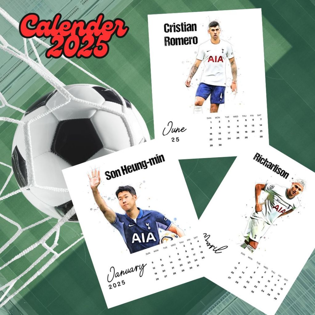 ภาพโปสเตอร์ปฏิทินปี 2025 Calender 2025 ทีมฟุตบอลสเปอร์