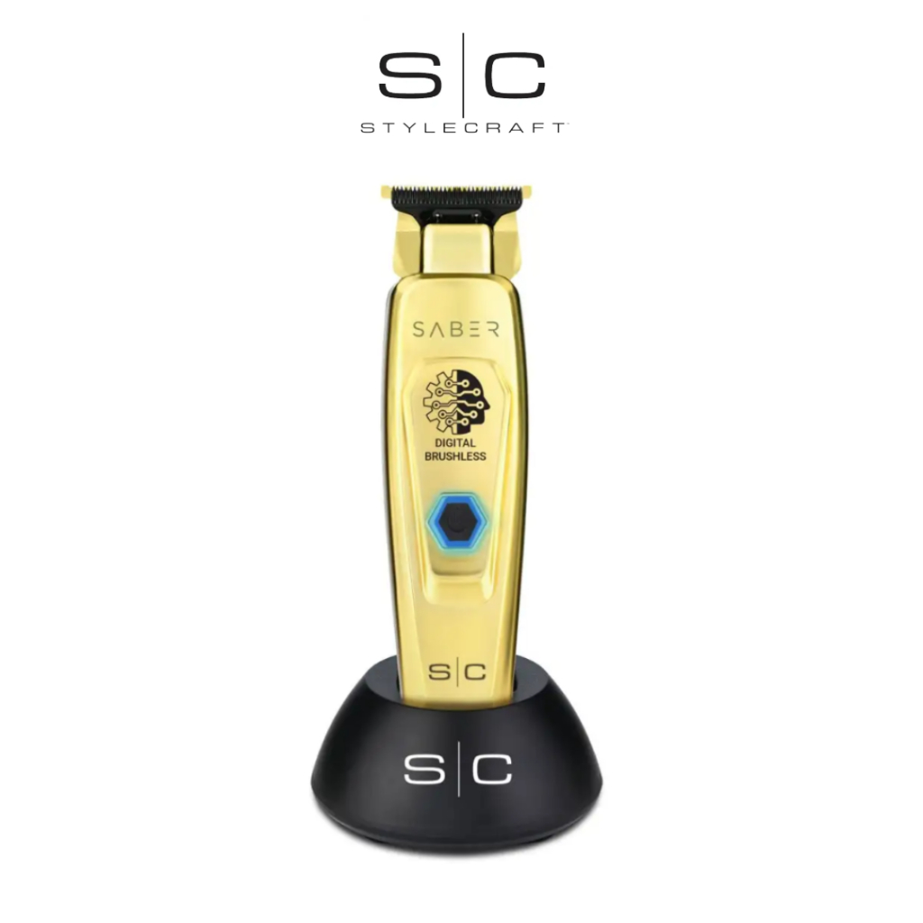 SC StyleCraft S|C SABER Professional Full Metal Body Digital Brushless Motor Cordless Trimmer – Gold