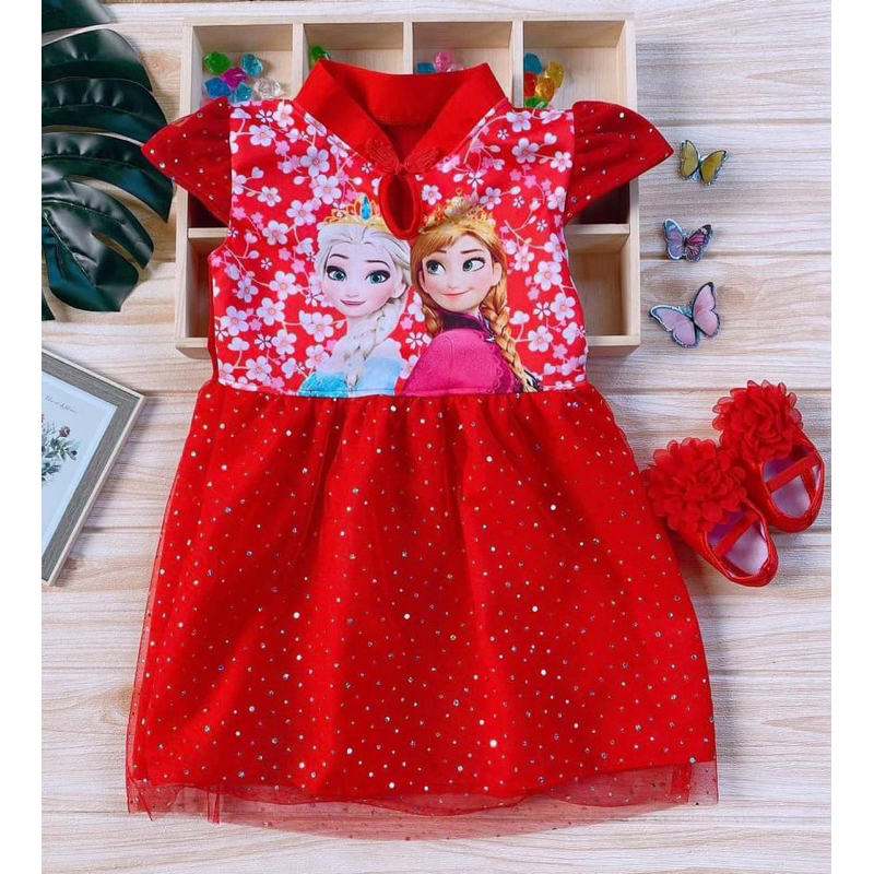 ชุดเจ้าหญิง ชุดเด็ก เดรส ทรงเอ คอจีน 2-7 ขวบ(071) - รูปที่ 3