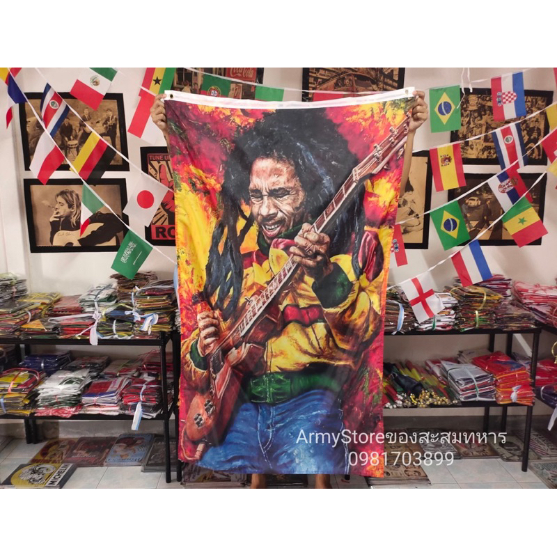<ส่งฟรี!!> ธงสายเขียว Bob Marley พร้อมส่งร้านคนไทย