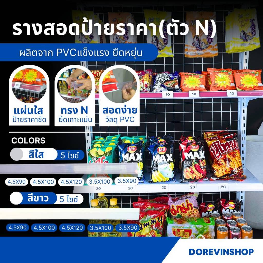 (ถูกที่สุด🔥)รางสอดป้ายราคาหน้าชั้นวางสินค้า ตัว N พลาสติกPVC ป้ายราคาหน้าชั้น ป้ายพลาสติกเส้นยาว ป้า