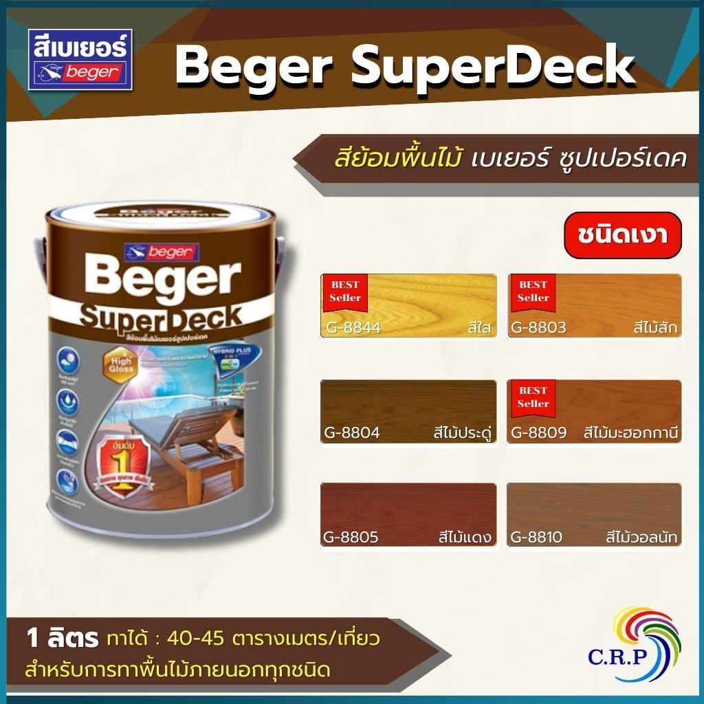 Beger สีย้อมไม้ SuperDeck เบเยอร์ ซูปเปอร์เดค ทาพื้นฟิล์มด้านหนา (ด้าน) (1/4แกลลอน)