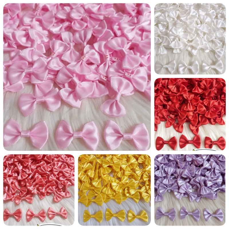 โบว์ผ้า .เนื้อดีสีสวย..สำหรับตกแต่งชิ้นงานขนาด 2.5*3.5เซน  100ชิ้น/120บาท