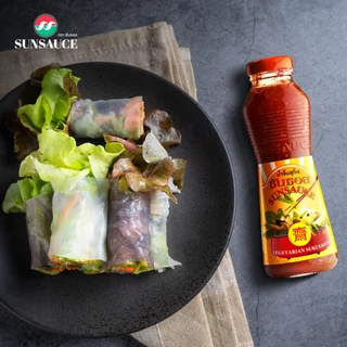 น้ำจิ้มสุกี้เจ น้ำจิ้มปิ้งย่าง น้ำจิ้มสุกี้ สูตรเจ ขวด 380 กรัม - SUNSAUCE(ซันซอส)