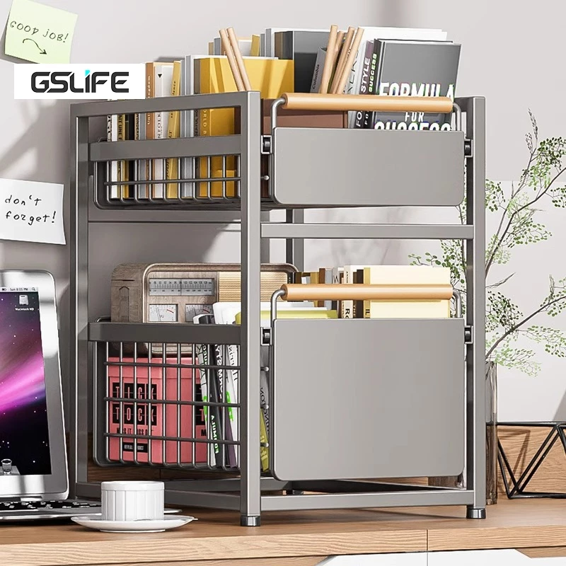 GSlife ชั้นวางของใต้อ่างล้างจาน ชั้นวางเครื่องปรุงเครื่องเทศ พร้อมถาดรองน้ำ ไม่มีการติดตั้ง Pull Out Basket Under Sink