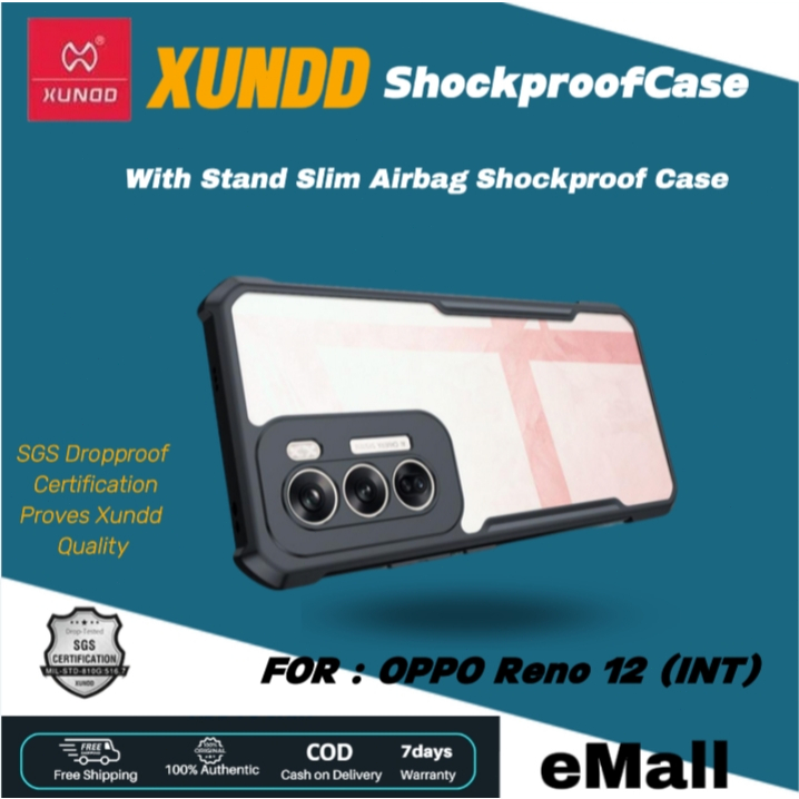 Xundd Case ใช้สำหรับ OPPO Reno 13 Case OPPO Reno 12 Pro/OPPO Reno13 Pro เคสป้องกันการกันกระแทก วัสดุTPU+ฝาหลังอะคริลิคใส